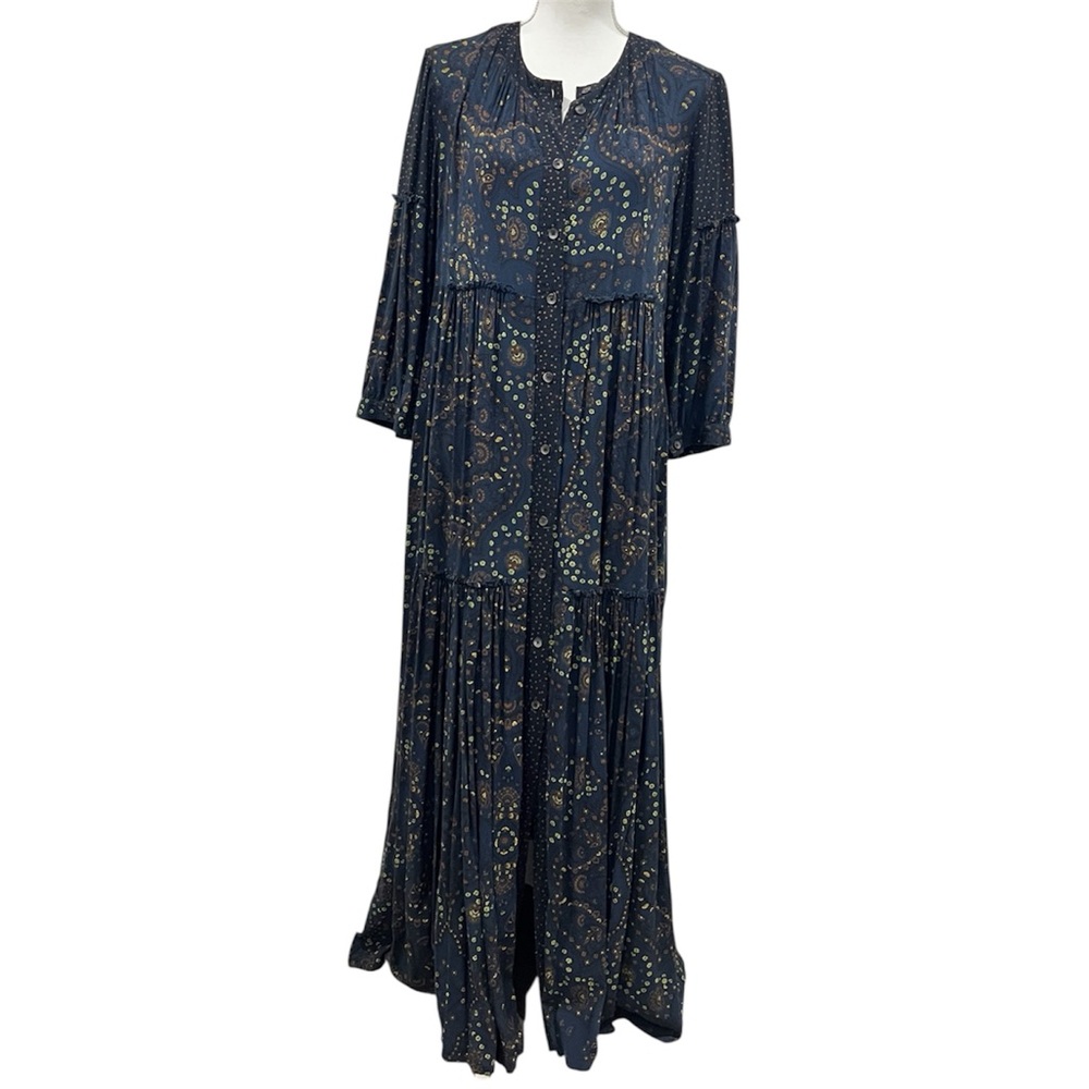 Malia Mills Flowy Button Front 3/4 Sleeve Maxi Shirt Dress - Picture 5 of 16